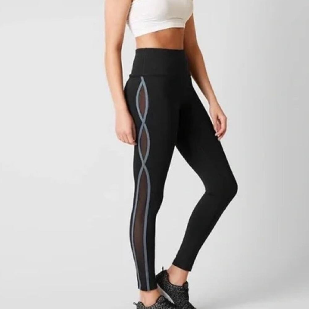 Free People Movement Liza Black High Rise Mesh Panel Leggings Size Small